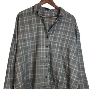 Madewell Womens Blouse Size Large Westlake Gray Menswear Plaid #MA837 EUC Fall